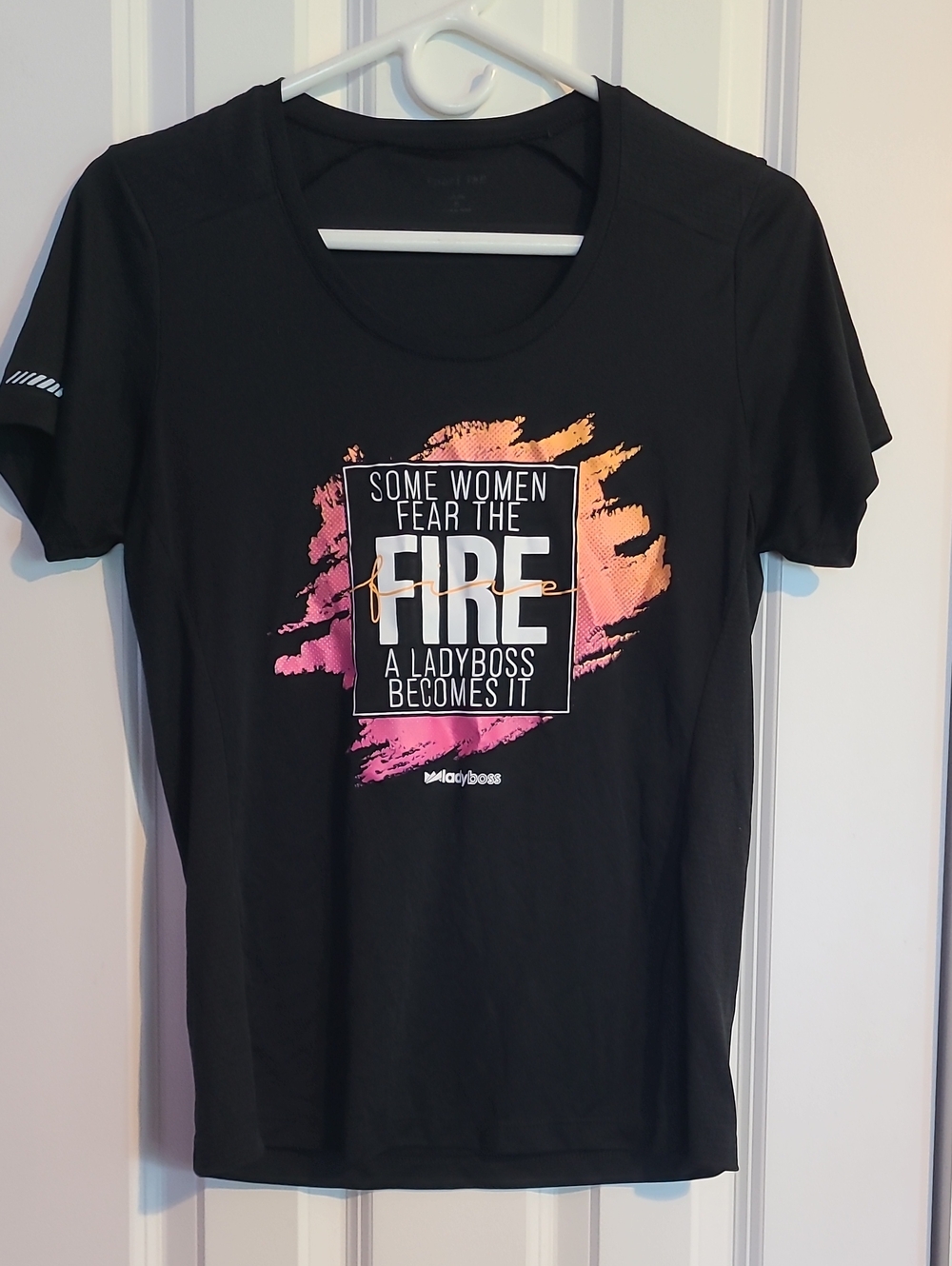 Sport-Tek Black Short-Sleeve Graphic Tee with Pink-Orange Ombre Print